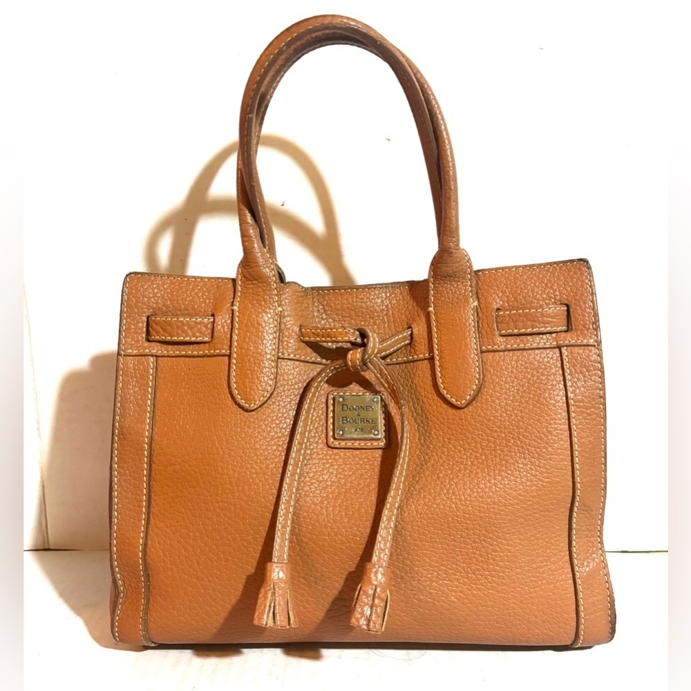 Dooney bourke brown leather satchel handbag